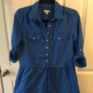 Gap 3/4 sleeve button down dress great blue